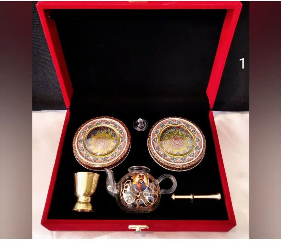 پک مخمل دو خاتم قوری هاون بزرگ-آرین گل